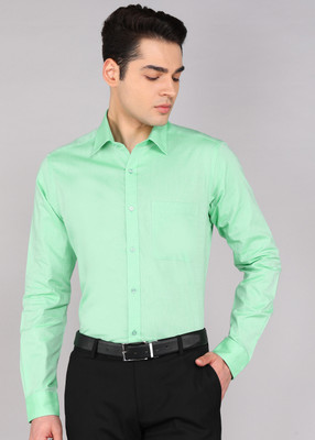 Raymond Men Printed Formal Light Green Shirt