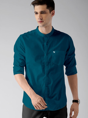 PRAIZY Men Solid Casual Blue Shirt