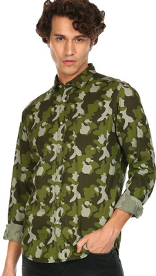 FLYING MACHINE Men Printed Casual Green Shirt