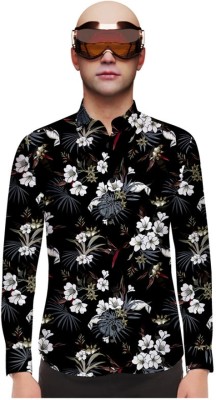 HASINI Fashion Men Printed Casual Black Shirt