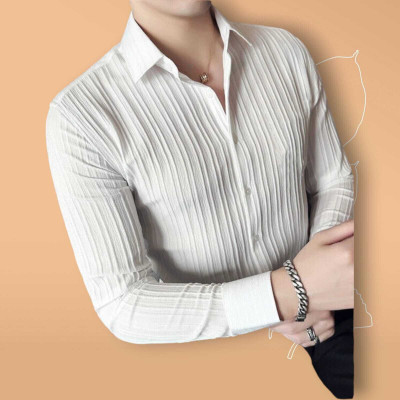 SHIVAY TREND Men Self Design Casual White Shirt