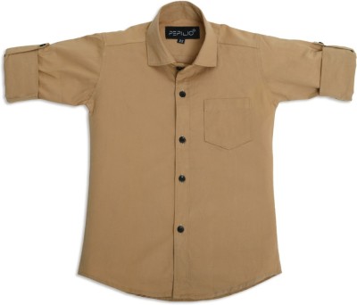 PEPILIO Boys Solid Casual Gold Shirt