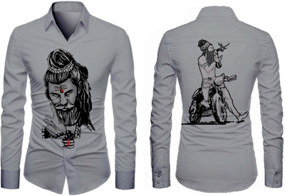 AviraEnterprise Men Printed Casual Grey Shirt