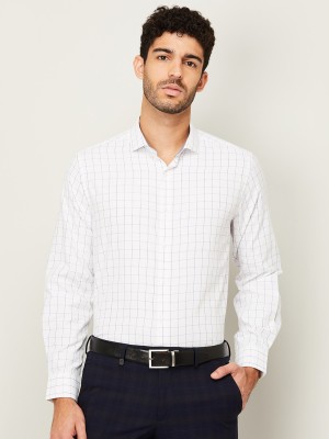 CODE by Lifestyle Men Checkered Formal White Shirt