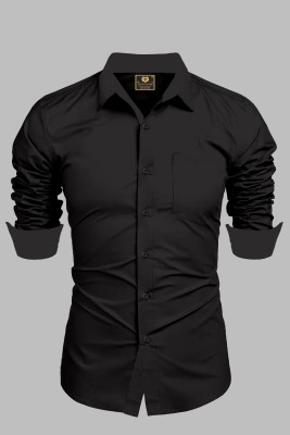 Ziyan tex Men Solid Casual Black Shirt