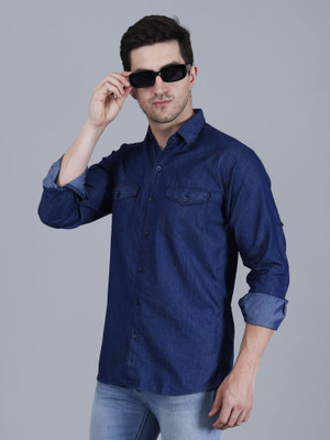 Codaisy Men Solid Casual Blue Shirt