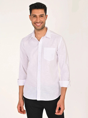 ZENE Men Solid Casual White Shirt
