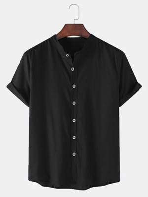 Try This Men Color Block Casual Black Shirt
