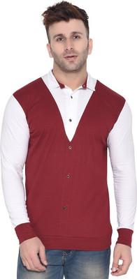 tfurnish Men Color Block Casual Maroon Shirt