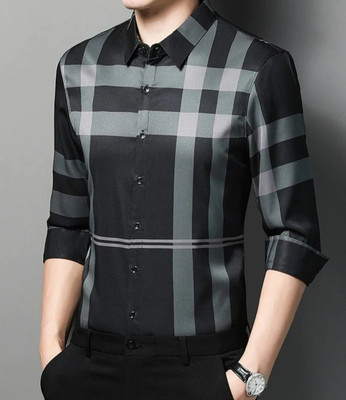 Style Nest Men Striped Casual Black, Grey Shirt