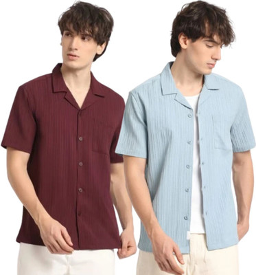 METRONAUT Men Solid Casual Multicolor Shirt(Pack of 2)