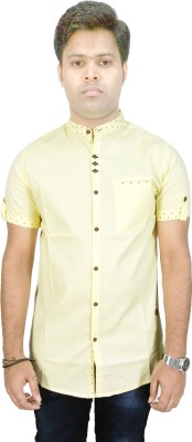 KUONS AVENUE Men Solid Casual Yellow Shirt