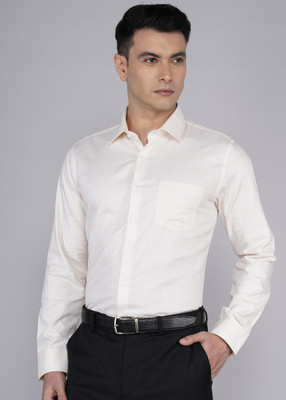 VAN HEUSEN Men Checkered Formal Yellow Shirt
