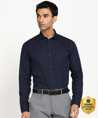 PARK AVENUE Men Solid Formal Dark Blue Shirt