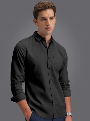 ZUNIYA COLLECTION Men Solid Casual Black Shirt