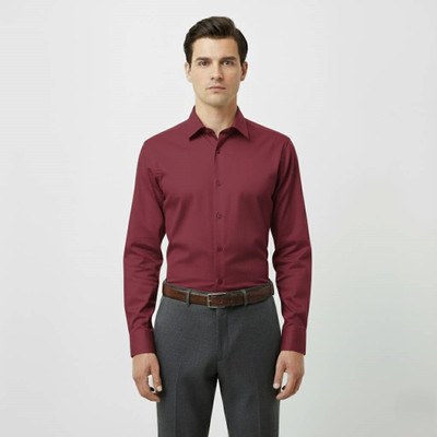 AntlersGuild Men Solid Casual Purple Shirt