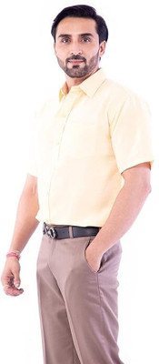DESHBANDHU KHADI Men Solid Casual Yellow Shirt