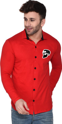 Blisstone Men Solid, Self Design Casual Red Shirt