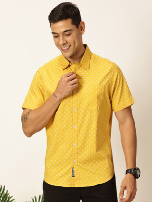 PROVOGUE Men Printed Casual Yellow Shirt