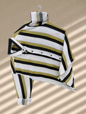 Frandoki Creation Men Striped Casual Yellow Shirt