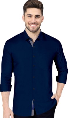 Ethnic Trendz Men Solid Casual Dark Blue Shirt