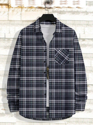 EyeBogler Men Checkered Casual Blue Shirt
