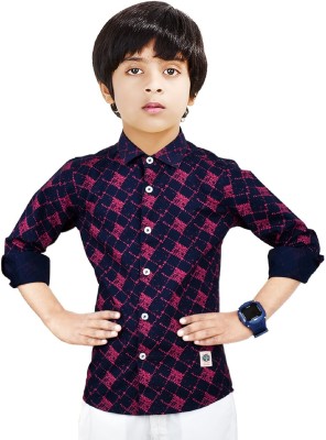 MOHINI CREATION Boys Printed Casual Purple Shirt