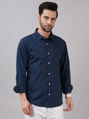 Sand Dunes Men Printed Casual Dark Blue Shirt