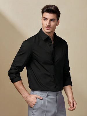 Nat Jastica Men Solid Formal Black Shirt