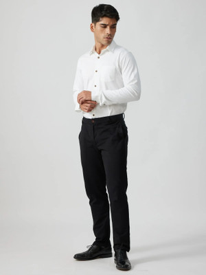 Anuna Mart Men Solid Formal White Shirt