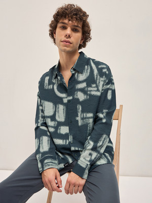 THE BEAR HOUSE Men Printed Casual Green Shirt