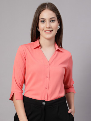 Style Quotient Women Solid Casual Pink Shirt