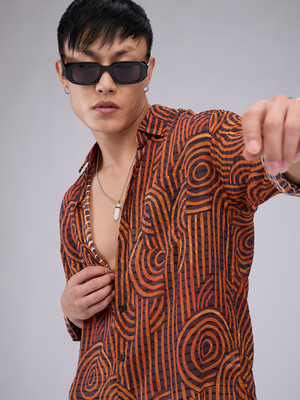 VASTRADO Men Self Design Casual Orange Shirt