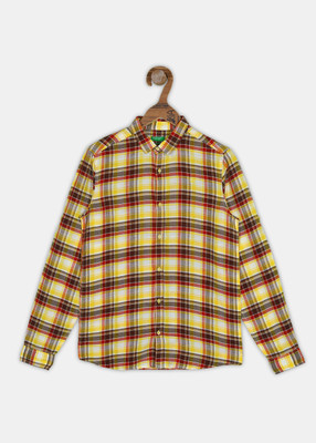 United Colors of Benetton Baby Boys Checkered Casual Yellow Shirt