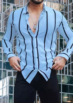 Divybhav Men Striped Casual Blue Shirt