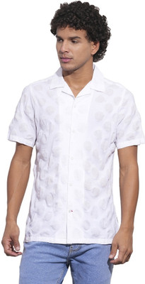 BEING HUMAN Men Geometric Print Casual Beige Shirt