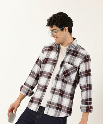 Mast & Harbour Men Checkered Casual Maroon Shirt