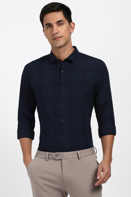PETER ENGLAND Men Checkered Formal Dark Blue Shirt