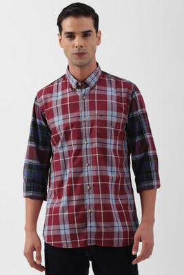 PETER ENGLAND Men Checkered Casual Grey Shirt