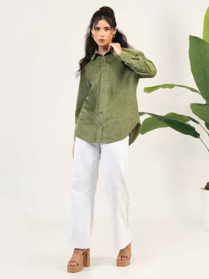 Urban Sundari Women Solid Casual Green Shirt