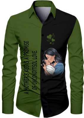 AviraEnterprise Men Printed Casual Dark Green Shirt