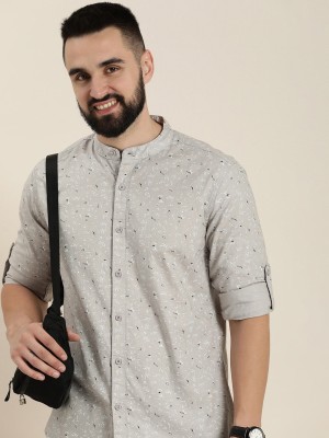 HERE&NOW Men Printed Casual Grey Shirt