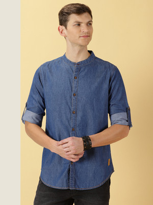 THOMAS SCOTT Men Solid Casual Dark Blue Shirt