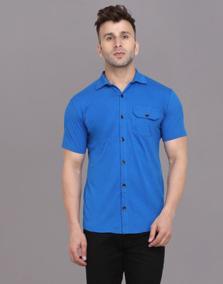 tfurnish Men Solid Casual Blue Shirt