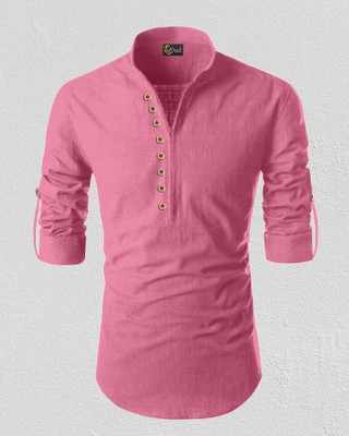 ISUEL FAB Men Ethnic Motifs Casual Pink Shirt