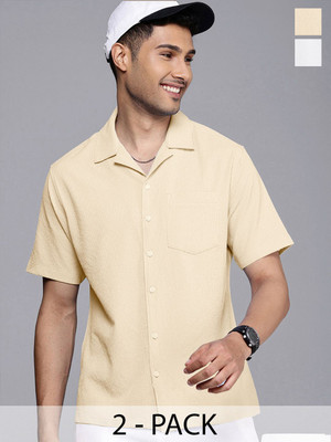 Moda Rapido Men Solid Casual White Shirt