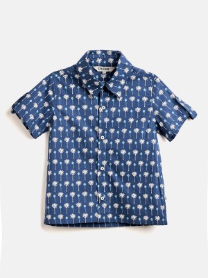 Stylo Bug Boys Floral Print Casual Blue Shirt