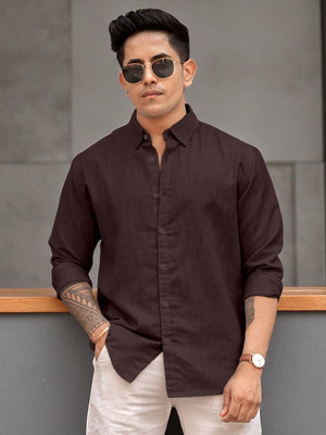 Yanthi Store Men Solid Casual Purple Shirt