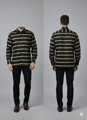 Prime Men Color Block Formal Brown, Black, White Shirt