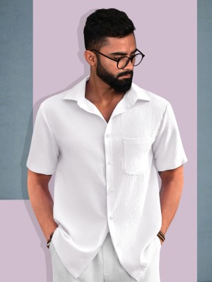 GLOBAL NOMAD Men Solid Casual White Shirt